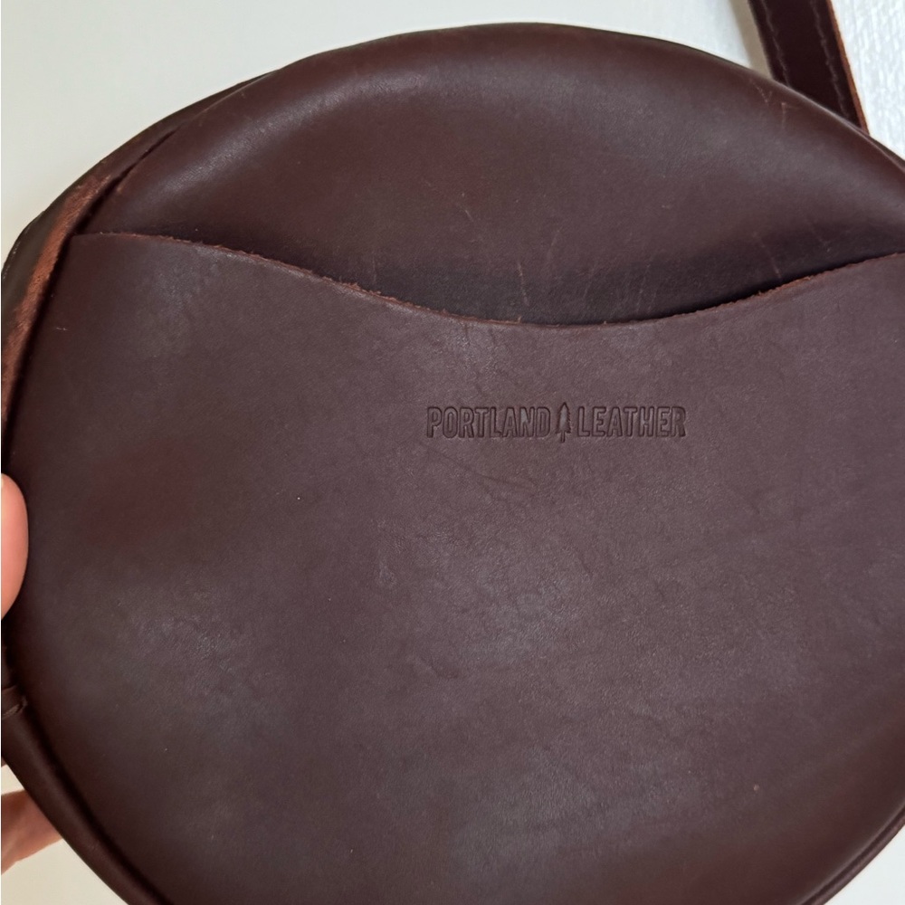 Portland Leather Round Dark Brown Leather Belt/Crossbody Bag